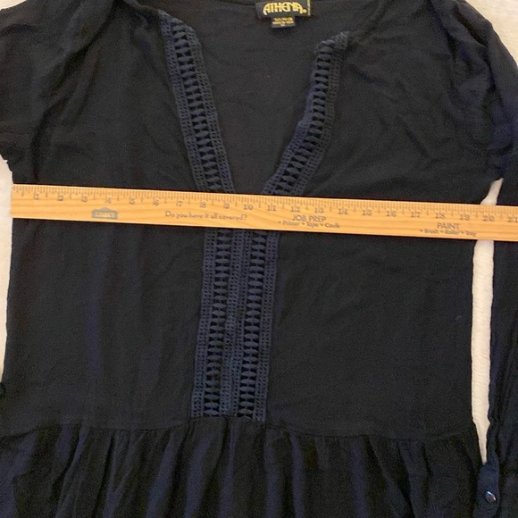 Athena Women’s Sheer Black V Neck Tunic size Medium Embroidered Swim Coverup - Picture 8 of 10